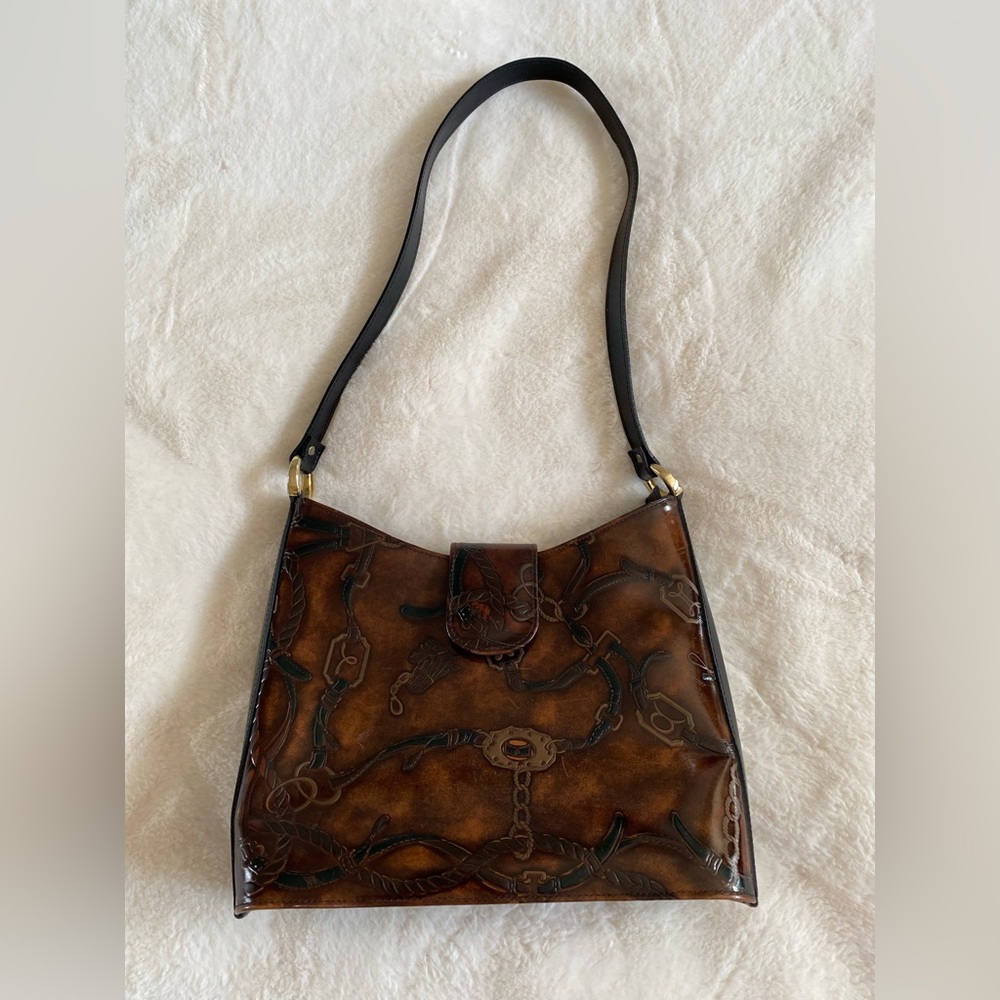 Handmade brown and black leather equestrian purse | handbag | quiet luxury